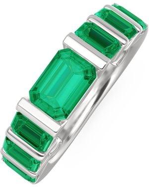 The Diamond Store Vertex 2.33Ct Emerald Cut Lab Emerald Eternity Ring - Green