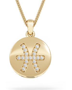 The Diamond Store Astrology Pisces 0.07Ct Lab Grown Diamond Medallion Pendant Necklace - Metallic