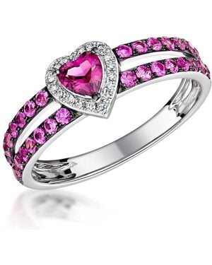 The Diamond Store Rhodolite Sapphire And Diamond Stellato Heart Ring 9K - Purple