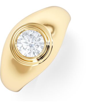 The Diamond Store Axis Lab Diamond Signet Ring 1.00Ct Round Cut Set - Metallic
