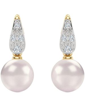 The Diamond Store Eden 5.70Ct Round Pearl And Lab Diamond Studs Earrings - Metallic