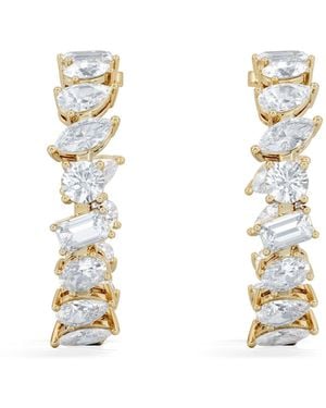 The Diamond Store Luxe 8.00Ct Lab Diamond Hoop Earrings With Igi Certified Asymmetrical-Cut Diamonds - Metallic