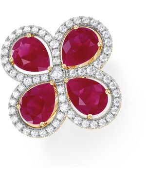 The Diamond Store Bloom 3.30Ct Lab Ruby And Lab Diamond Ring - Pink