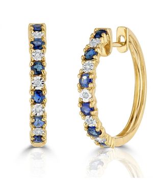 The Diamond Store Stellato 0.71Ct Round Cut Sapphire And Lab Diamond Hoop Earrings - Metallic