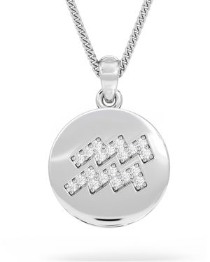 The Diamond Store Astrology Aquarius 0.07Ct Lab Grown Diamond Medallion Pendant Necklace - Metallic