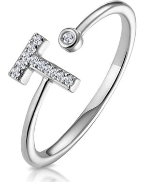 The Diamond Store Diamond Initial 'T' Ring 0.07Ct Set - Metallic