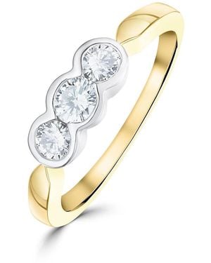 The Diamond Store 18K Three Stone Diamond Rubover Ring 0.50Ct - Metallic