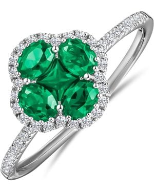 The Diamond Store Alegria 0.75Ct Lab Emerald Halo Ring - Green