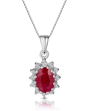 The Diamond Store Ruby 1.00Ct And Diamond 9K Pendant Necklace - Red
