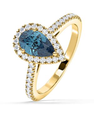 The Diamond Store Diana Lab Diamond Pear Halo Ring 1.60Ct - Blue