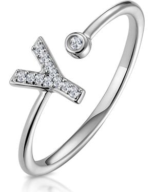 The Diamond Store Lab Diamond Initial 'Y' Ring 0.07Ct Set - Metallic