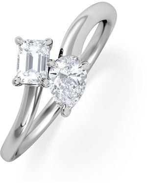 The Diamond Store Toi Et Moi Emerald And Pear Cut Lab Diamond Ring 0.50Ct F/Vs - White