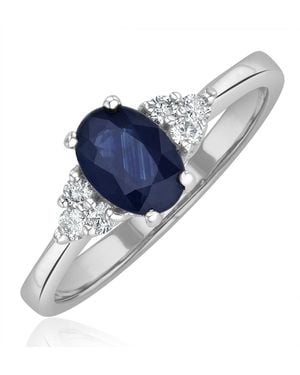 The Diamond Store Sapphire 1.00Ct And Diamond 18K Ring - Blue