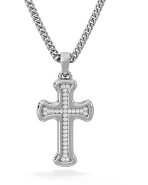 The Diamond Store 0.15Ct Lab Grown Diamond Cross Pendant Necklace - Metallic