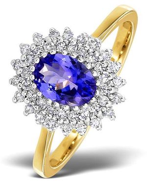 The Diamond Store Tanzanite 7 X 5Mm And Diamond 9K Ring - Blue