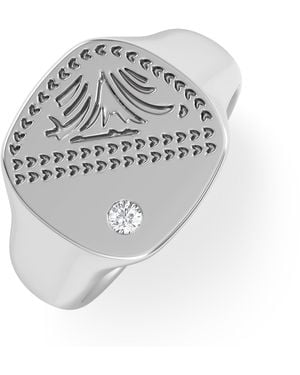 The Diamond Store Crest 0.03Ct Lab Diamond Square Signet Ring - Metallic