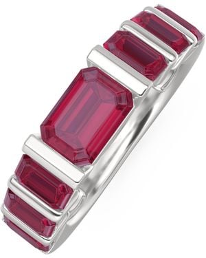 The Diamond Store Vertex 3.25Ct Emerald Cut Lab Ruby Eternity Ring - Purple