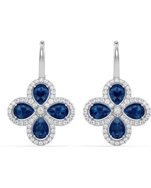 The Diamond Store Bloom 4.75Ct Lab Sapphire And Lab Diamond Earrings - Blue