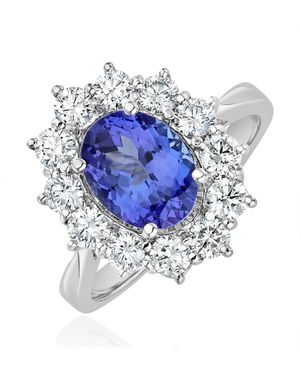 The Diamond Store Tanzanite 1.7Ct And Diamond 1Ct Cluster Ring - Blue