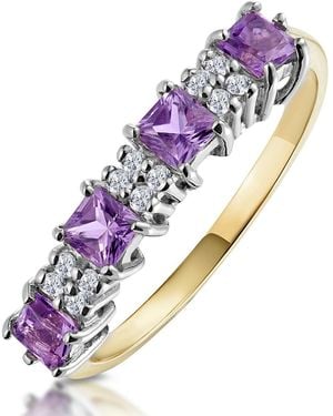 The Diamond Store Amethyst 0.56Ct And Diamond 9K Ring - Purple