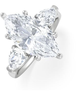 The Diamond Store Adore 3.80Ct Marquise Cut Lab Diamond 3 Stone Engagement Ring - White