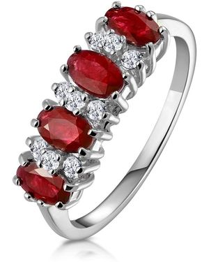 The Diamond Store Ruby 1.12Ct And Diamond 9K Ring - Red