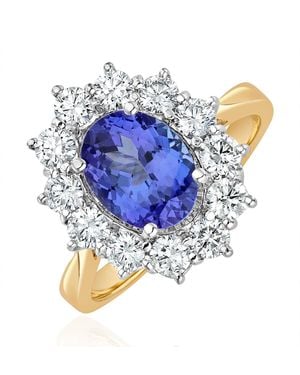 The Diamond Store Tanzanite 1.7Ct And Lab Diamond 1Ct Cluster Ring - Blue