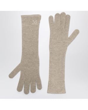 Max Mara Mélange Long Gloves - Natural