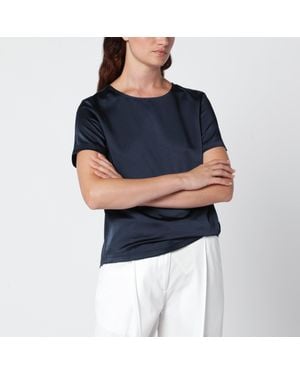 Weekend by Maxmara Satin Crew Neck T-Shirt - Blue