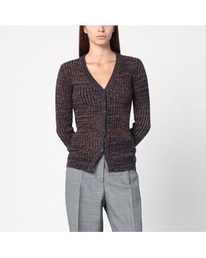 Prada Navyblau/Rostfarbener Cardigan Aus Wolle Und Kaschmir - Grau