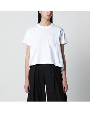 Sacai Cropped Cotton Tshirt - White