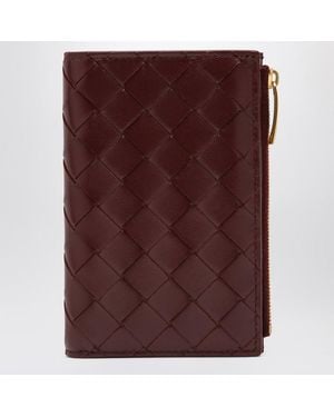 Bottega Veneta Portafoglio bi-fold medio color barolo in intrecciato - Viola