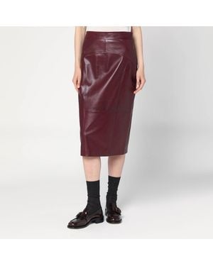 Max Mara Taiga Nappa Leather Pencil Skirt in Brown | Lyst