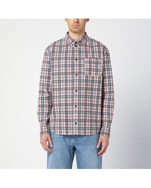 Bottega Veneta Check Pattern Printed Leather Shirt - Red