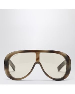 Gucci Light Tortoiseshell Rectangular Sunglasses - Brown