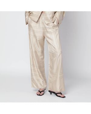 TOTEME Ivory Monogram Silk Pyjama Pants - Natural
