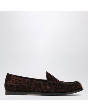 Aquazzura Leopard-Print Suede Loafers - Black