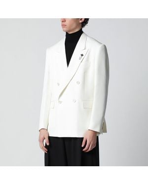Lardini Viscose Double-Breasted Suit - White