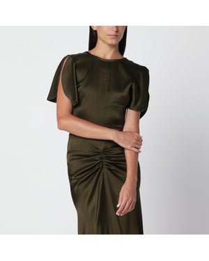 Victoria Beckham Bela Crepe Satin Top - Green