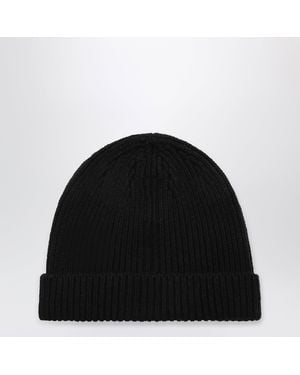 Rick Owens Ribbed Cashmere Blend Beanie - Black