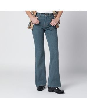 Burberry Mid- Jeans With Check-Pattern Pocket - Blue
