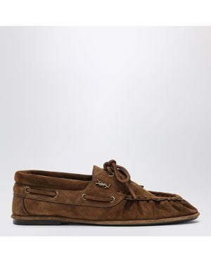 Saint Laurent Mocassini Le Loafer Stringati Marroni - Marrone