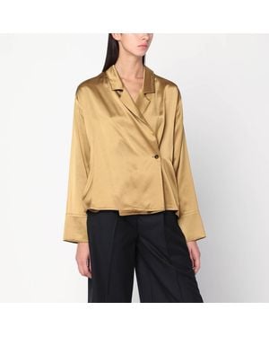 Loulou de Saison Ochre Satin Persia Blouse - Natural