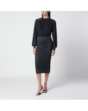 Isabel Marant Robe Midi Noire En Jersey Lurex