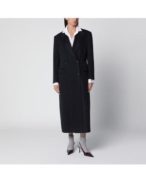 Tagliatore Double-Breasted Anthracite Wool Coat - Black