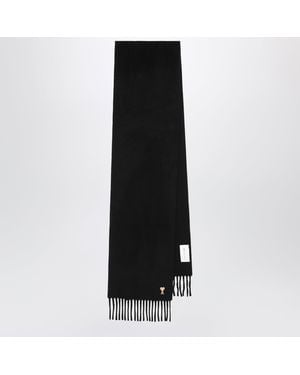 Ami Paris Ami De Coeur Wool Scarf - Black