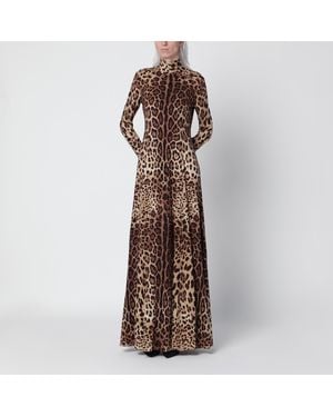 Dolce & Gabbana Long Leopard-Print Dress - Brown