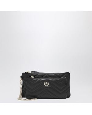 Gucci Pouch gg marmont piccola nera con catena - Nero