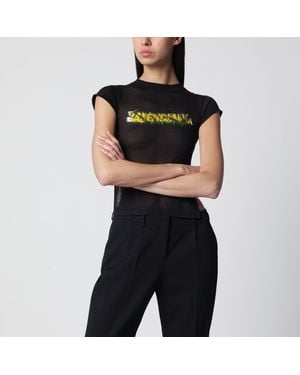 Balenciaga Messy Spray T-Shirt With Cut-Out Back - Black