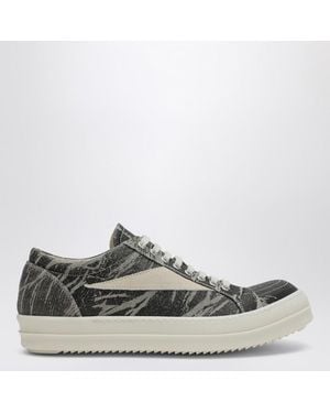 Rick Owens Sneaker vintage nera/latte in tessuto effetto denim - Grigio